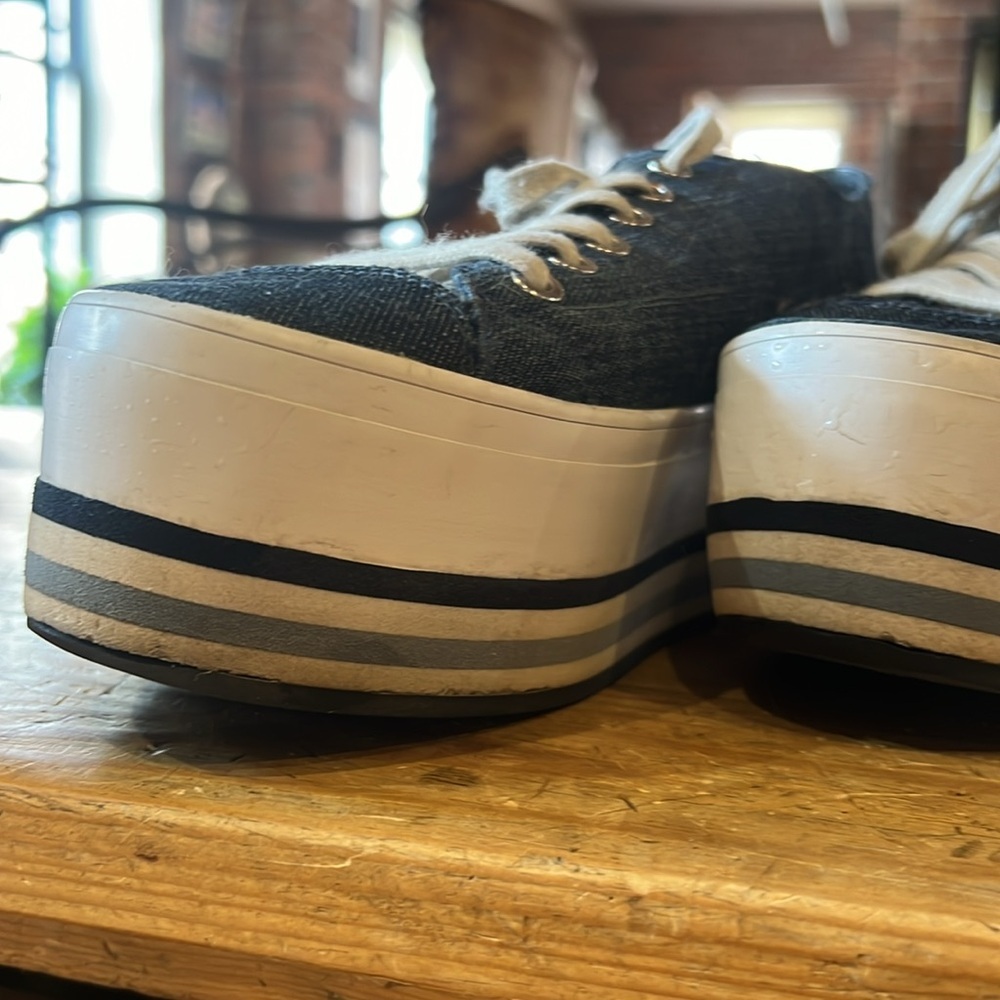 Michael Kors Women’s Ronnie Platform Sneakers Blue Denim Sz 7.5,  Indigo - Picture 15 of 16